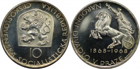 10 Kronen 1968 
Europäische Münzen und Medaillen, Tschechoslowakei / Czechoslovakia. 100 Jahre Prager Nationaltheater. 10 Kronen 1968. 12,0 g. 0.500 ...