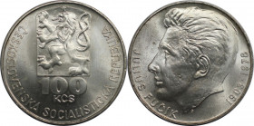 100 Kronen 1978 
Europäische Münzen und Medaillen, Tschechoslowakei / Czechoslovakia. 75. Geburtstag von Julius Fucík. 100 Kronen 1978. 15,0 g. 0.700...