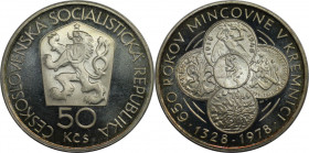 50 Kronen 1978 
Europäische Münzen und Medaillen, Tschechoslowakei / Czechoslovakia. 650 Jahre von Münzhaus Kremnica. 50 Kronen 1978. 13,0 g. 0.700 S...