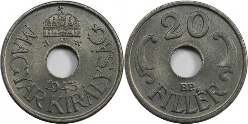 20 Filler 1943 
Europäische Münzen und Medaillen, Ungarn / Hungary. 20 Filler 1...