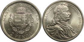 2 Pengö 1935 
Europäische Münzen und Medaillen, Ungarn / Hungary. 200. Todestag von Franz II. Rákóczi. 2 Pengö 1935. 10,0 g. 0.640 Silber. 0.2 OZ. KM...