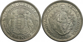 2 Pengö 1938 
Europäische Münzen und Medaillen, Ungarn / Hungary. Madonna. 2 Pengö 1938. 10,0 g. 0.640 Silber. 0.2 OZ. KM 511. Stempelglanz