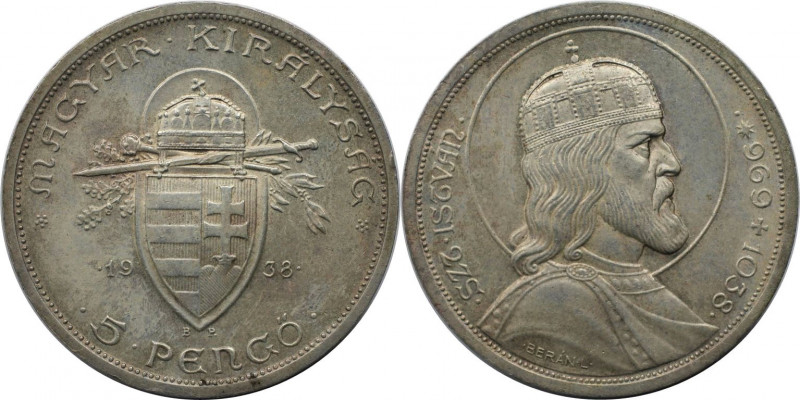 5 Pengö 1938 
Europäische Münzen und Medaillen, Ungarn / Hungary. 900. Jahresta...