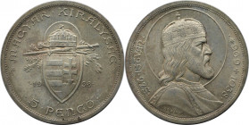 5 Pengö 1938 
Europäische Münzen und Medaillen, Ungarn / Hungary. 900. Jahrestag - Tod von St. Stephan I. 5 Pengö 1938. 25,0 g. 0.640 Silber. 0.51 OZ...