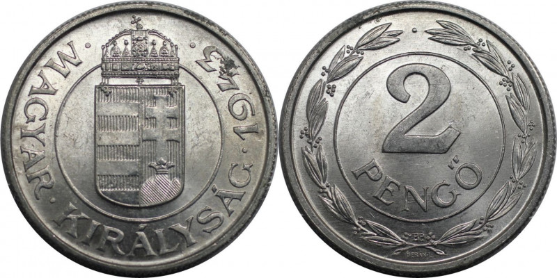 2 Pengö 1943 
Europäische Münzen und Medaillen, Ungarn / Hungary. 2 Pengö 1943....