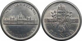 5 Pengö 1945 
Europäische Münzen und Medaillen, Ungarn / Hungary. Parlamentsgebäude Budapest. 5 Pengö 1945. Aluminium. KM 525. Stempelglanz