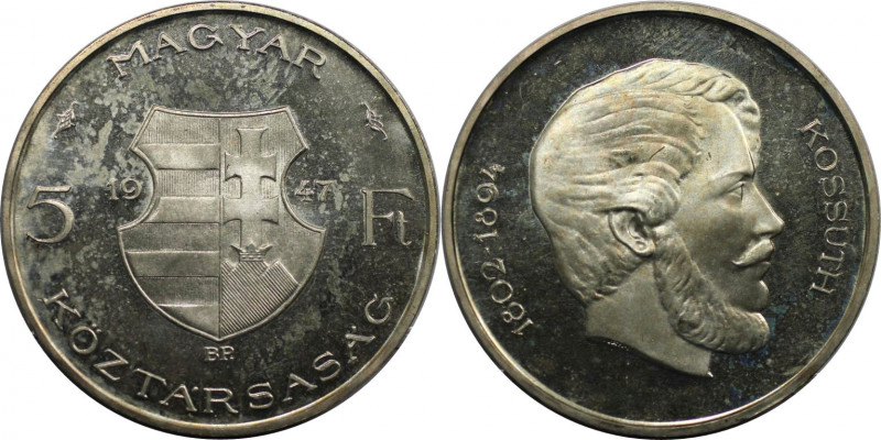 5 Forint 1947 
Europäische Münzen und Medaillen, Ungarn / Hungary. Kossuth. 5 F...