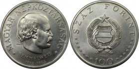 100 Forint 1968 
Europäische Münzen und Medaillen, Ungarn / Hungary. Semmelweis. 100 Forint 1968. 28,0 g. 0.640 Silber. KM 584. 0.58 OZ. Fast Stempel...