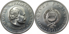 50 Forint 1968 
Europäische Münzen und Medaillen, Ungarn / Hungary. Semmelweis. 50 Forint 1968. 20,0 g. 0.640 Silber. 0.41 OZ. KM 582. Fast Stempelgl...