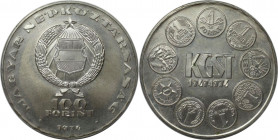 100 Forint 1974 
Europäische Münzen und Medaillen, Ungarn / Hungary. 25. Jahrestag von KGST. 100 Forint 1974. 22,0 g. 0.640 Silber. 0.45 OZ. KM 602. ...