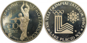 500 Forint 1980 
Europäische Münzen und Medaillen, Ungarn / Hungary. XIII Olympische Winterspiele in Lake Placid. 500 Forint 1980. 39,0 g. 0.640 Silb...