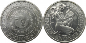500 Forint 1984 
Europäische Münzen und Medaillen, Ungarn / Hungary. Jahr der Frauen. 500 Forint 1984. 28,0 g. 0.640 Silber. 0.58 OZ. KM 640. Stempel...