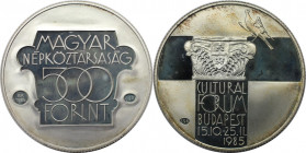 500 Forint 1985 
Europäische Münzen und Medaillen, Ungarn / Hungary. Kulturforum in Budapest. 500 Forint 1985. 28,0 g. 0.640 Silber. 0.58 OZ. KM 652....