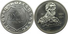 500 Forint 1994 
Europäische Münzen und Medaillen, Ungarn / Hungary. 100. Todestag von Lajos Kossuth. 500 Forint 1994. 31,46 g. 0.925 Silber. 0.94 OZ...