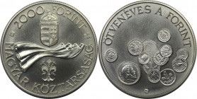 2000 Forint 1996 
Europäische Münzen und Medaillen, Ungarn / Hungary. 50. Jahrestag der Forint-Währung. 2000 Forint 1996. 31,46 g. 0.925 Silber. 0.94...