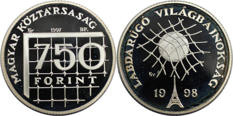 750 Forint 1997 
Europäische Münzen und Medaillen, Ungarn / Hungary. FIFA Fußba...