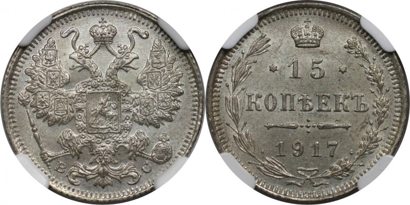 15 Kopeken 1917 BC
Russische Münzen und Medaillen, Nikolaus II. (1894-1918). 15...