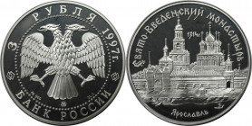 3 Rubel 1997 
Russische Münzen und Medaillen, UdSSR und Russland. Das Kloster zu Mariä Tempelgang von Tolga, Jaroslawl. 3 Rubel 1997. 34,88 g. 0.900 ...