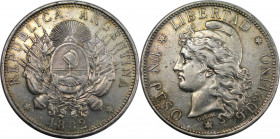 1 Peso 1882 
Weltmünzen und Medaillen, Argentinien / Argentina. 1 Peso 1882. Silber. KM 29. Sehr schön-vorzüglich