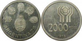 2000 Pesos 1978 
Weltmünzen und Medaillen, Argentinien / Argentina. Fußball-Weltmeisterschaft. 2000 Pesos 1978. 15,0 g. 0900 Silber. 0.43 OZ. KM 79. ...