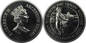 50 Pence 1995 
Weltmünzen und Medaillen, Ascension Insel / Ascension Island. 95. Jahrestag der Geburt der Königin Mutter. 50 Pence 1995. Kupfer-Nicke...