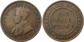 1/2 Penny 1915 H
Weltmünzen und Medaillen, Australien / Australia. George V. 1/2 Penny 1915 H. Bronze. KM 22. Sehr schön