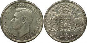 1 Florin 1941 
Weltmünzen und Medaillen, Australien / Australia. George VI. 1 Florin 1941. Silber. KM 40. Vorzüglich-stempelglanz, Kl.Kratzer