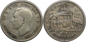 1 Florin 1947 
Weltmünzen und Medaillen, Australien / Australia. George VI. 1 Florin 1947. Silber. KM 40a. Sehr schön-vorzüglich