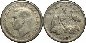 6 Pence (Sixpence) 1948 
Weltmünzen und Medaillen, Australien / Australia. George VI. 6 Pence (Sixpence) 1948. 2,83 g. 0.500 Silber. 0.46 OZ. KM 38a....
