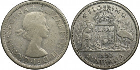 1 Florin 1953 
Weltmünzen und Medaillen, Australien / Australia. Elizabeth II. 1 Florin 1953. Silber. KM 54. Sehr schön-vorzüglich