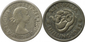 1 Shilling 1955 
Weltmünzen und Medaillen, Australien / Australia. Elizabeth II. 1 Shilling 1955. Silber. KM 59. Sehr schön-vorzüglich