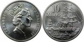 10 Dollars 1988 
Weltmünzen und Medaillen, Australien / Australia. Segelschiff. 10 Dollars 1988. 20,0 g. 0.925 Silber. 0.6 OZ. KM 103. Stempelglanz