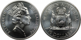 10 Dollars 1990 
Weltmünzen und Medaillen, Australien / Australia. "Western Australia. 10 Dollars 1990, Silber. 0.6 OZ. KM 137. Stempelglanz