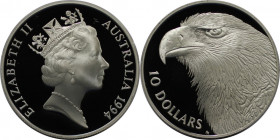 10 Dollars 1994 
Weltmünzen und Medaillen, Australien / Australia. Keilschwanzadler. 10 Dollars 1994. 20,0 g. 0.925 Silber. 0.59 OZ. KM 223. Polierte...