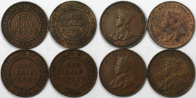 Lot von 4 Münzen 1927-36 
Weltmünzen und Medaillen, Australien / Australia, Lots und Sammlungen. George V. (1910-1936). 4 x 1/2 Penny 1927-1936. Bron...