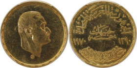 5 Pounds 1970 
Weltmünzen und Medaillen, Ägypten / Egypt. Präsident Nasser. 5 Pounds 1970. Gold. 0.73 OZ. KM 428. PCGS MS63