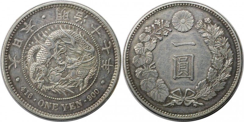 Yen 1884 
Weltmünzen und Medaillen, Japan. Mutsuhito. Yen Yr.17 (1884). Silber....