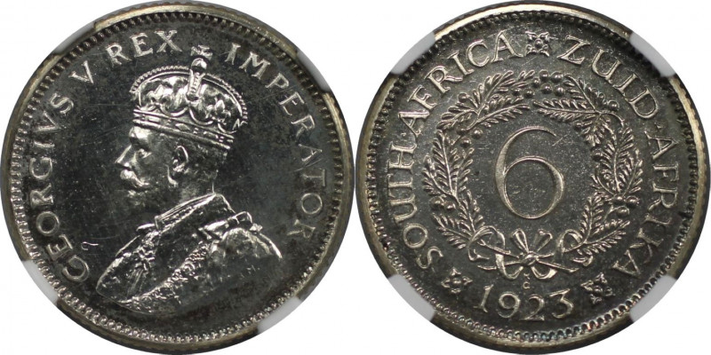 6 Pence 1923 
Weltmünzen und Medaillen, Südafrika / South Africa. George V. 6 P...