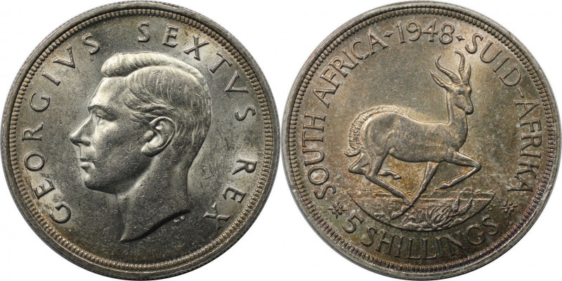 5 Shillings 1948 
Weltmünzen und Medaillen, Südafrika / South Africa. Georg VI....