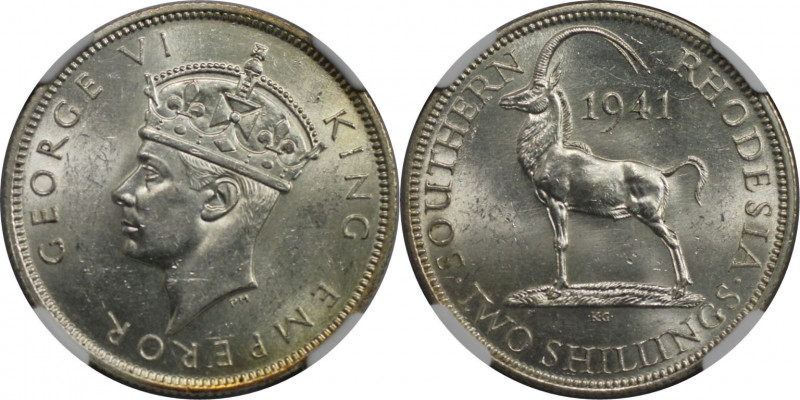 2 Shillings 1941 
Weltmünzen und Medaillen, Südrhodesien / Southern Rhodesia. G...