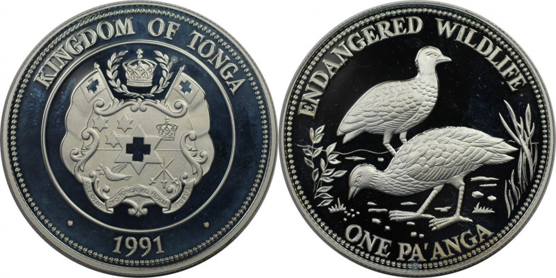 1 Pa'anga 1991 
Weltmünzen und Medaillen, Tonga. Gefährdete Tierwelt - Tongan M...