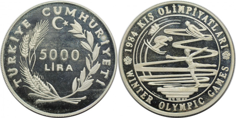 5000 Lira 1984 
Weltmünzen und Medaillen, Türkei / Turkey. Winterolympiade Los ...