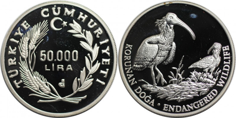 50000 Lira 1994 
Weltmünzen und Medaillen, Türkei / Turkey. Gefährdete Tierwelt...