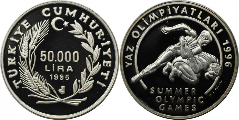 50000 Lira 1995 
Weltmünzen und Medaillen, Türkei / Turkey. Sommerolympiade 199...