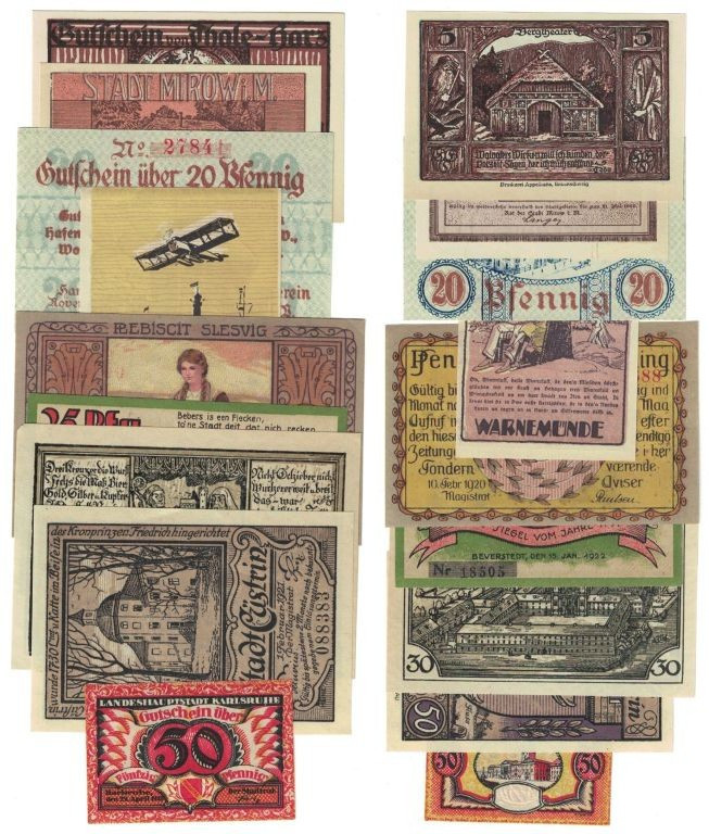 Lot von 9 Banknoten 1920 - 1922 
Banknoten, Deutschland / Germany, Lots und Sam...