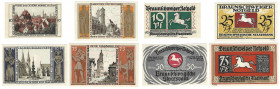 Lot von 4 Banknoten 1923 
Banknoten, Deutschland / Germany, Lots und Sammlungen. Braunschweig. 10, 25, 50, 75 Pfennig 1923. Notgeld. Lot von 4 Bankno...