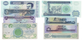 Lot von 4 Banknoten 1992 - 2013 
Banknoten, Irak / Iraq, Lots und Sammlungen. 1 Dinar 1992 (P.79), 50 Dinars 2003 (P.90), 100 Dinars 2002 (P.87), 250...
