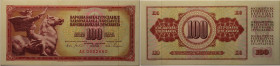 100 Dinara 1965 
Banknoten, Jugoslawien / Yugoslavia. 100 Dinara 1965. P.88. I