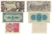 Lot von 3 Banknoten 1922 - 1967 
Banknoten, Österreich / Austria, Lots und Sammlungen. 2 Kronen 1922 (P.74) I, 1 Schilling 1944 (P.103) II, 20 Schill...