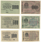 Lot von 3 Banknoten 1919 
Banknoten, Russland / Russia, Lots und Sammlungen. 100, 500, 1000 Rubel 1919. Lot von 3 Banknoten. I-II